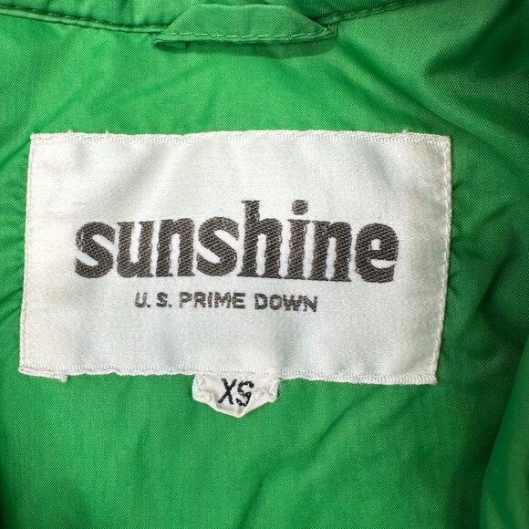 Vintage Green Puffer Coat Down Jacket 1970s Sunshine Tarp Unisex Taiwan X-Small - Picture 10 of 11